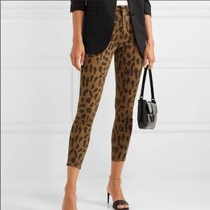 L’AGENCE Margot High Rise Crop Leopard Print Skinny Jeans